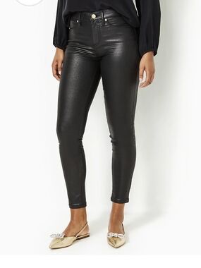 Lilly Pulitzer Black Coated Skinny Pants Size 8